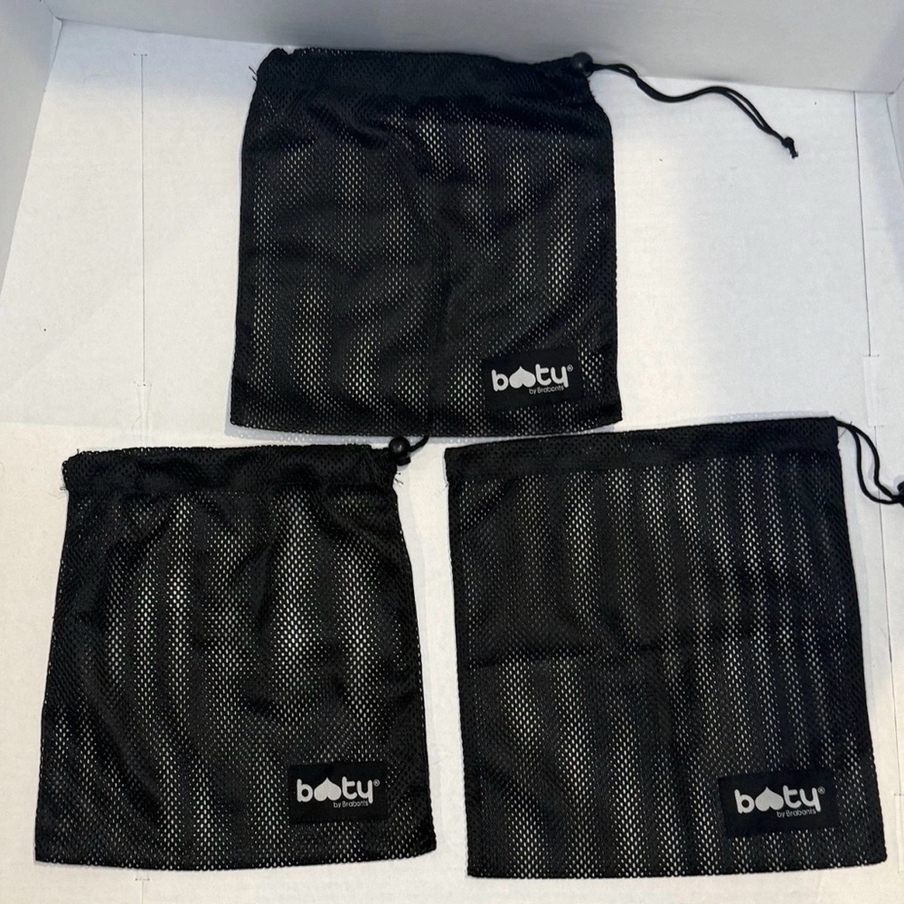 3‎ Pack Booty by Brabants Black Mesh Travel Bag W/ Drawstring 10.5”x12”